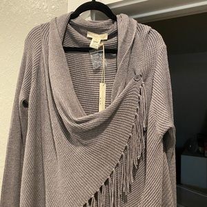 Fringe wrap sweater